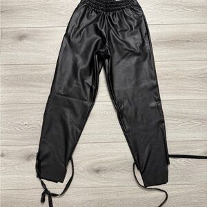 Black Faux Leather Joggers